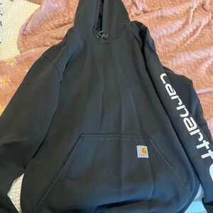 Carhartt Men's Black Hoodie with Logo Sleeve